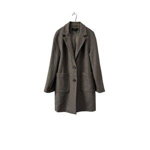 Women's Gray Single-Breasted Tailored Blazer Coat